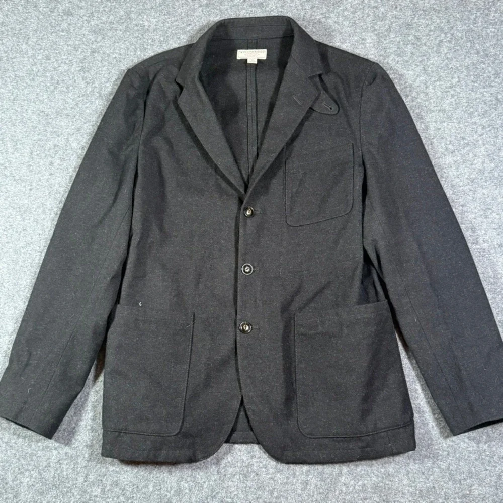 Wallace & Barnes Mens 38R S Charcoal Wool Blend Blazer Suede‎ Elbow Patches Gray